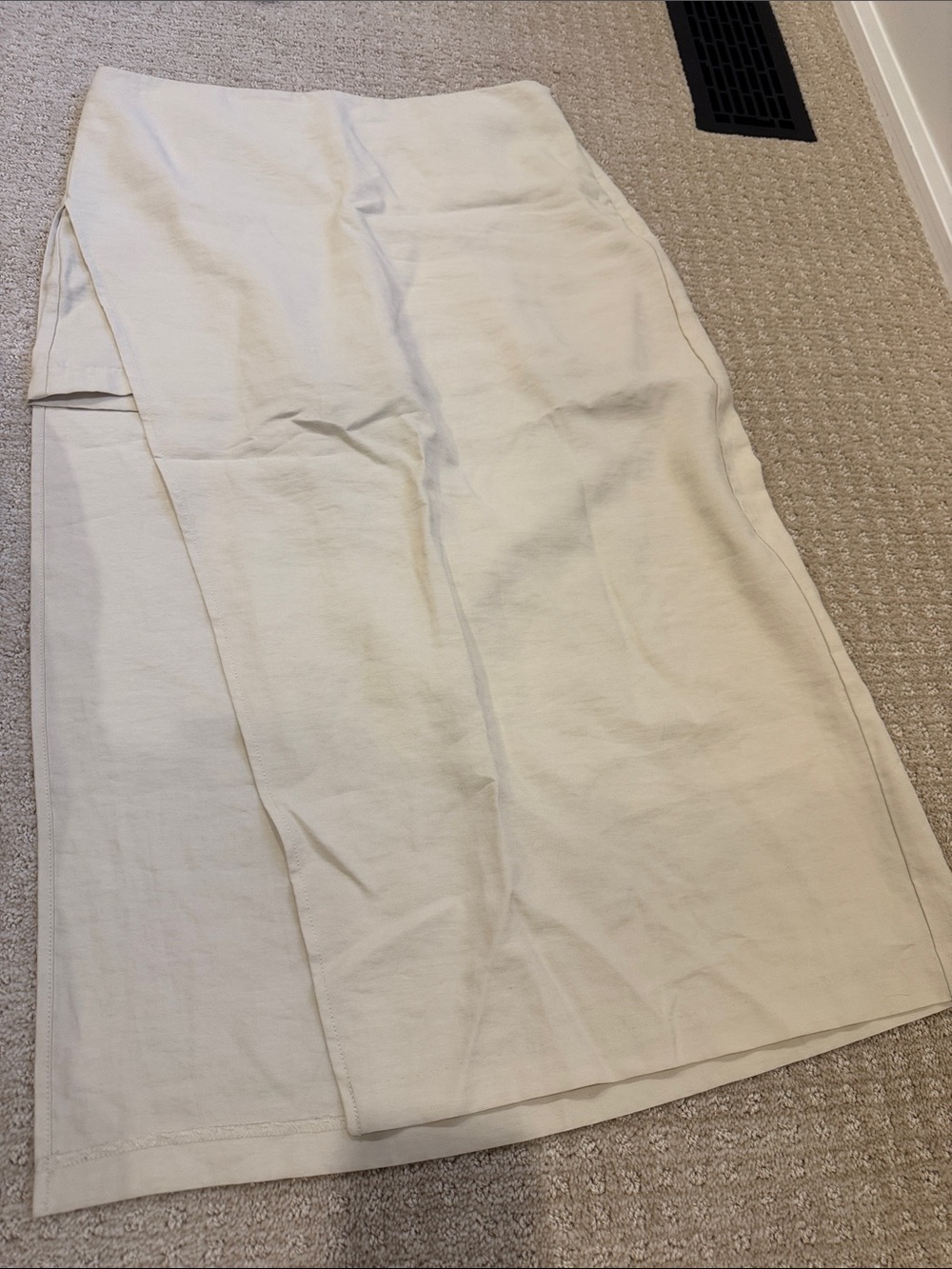Zara Cream Midi Skirt with Side Slit